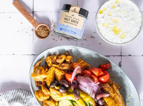 Veganer Gyros Teller – schnell und einfach Griechenland schmecken